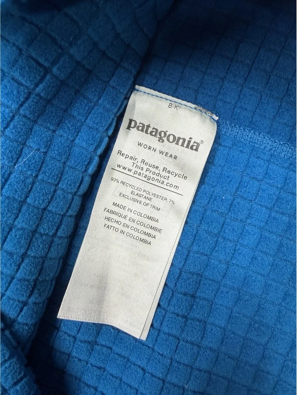 Patagonia Mens R1 Regulator Waffle Grid Fleece Pullover Medium Blue 1/2 Zip